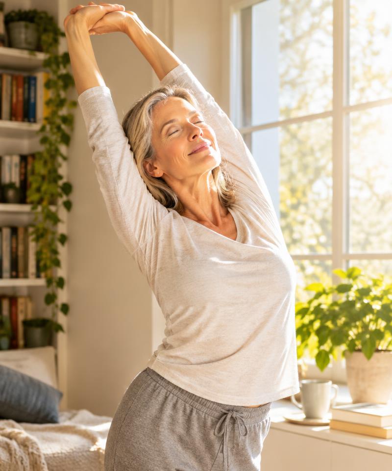 Adult relaxing by a window (illustrative image)
